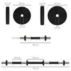 Haltères 2 en 1 réglables, haltères libres avec poignées antidérapantes, 15KG - Barres incluses-2