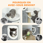 Tour pour chat à 4 niveaux arbre à chat stable avec griffoirs en sisal et bord en peluche 2 plateformes 50x36x101cm gris-6
