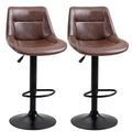 Lot de 2 tabourets de Bar Vintage réglable pivotant avec Repose-Pied revêtement synthétique Marron Effet Vieilli-0