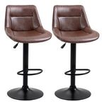 Lot de 2 tabourets de Bar Vintage réglable pivotant avec Repose-Pied revêtement synthétique Marron Effet Vieilli-0