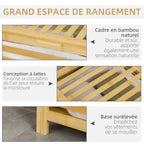 Panier à linge sale en bambou avec sac en polyester et coton amovible et couvercle - dim. 50L x 36l x 60H cm naturel-5