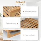 Étagère à chaussures à 3 niveaux porte-chaussures en bambou 9 paires de chaussures 76 x 33 x 51 cm naturel-5