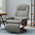 Fauteuil relax inclinable repose-pieds réglable pivotant 360° piètement bois revêtement PU respirant et doux gris-1