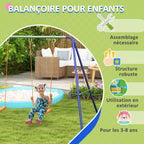 Balançoire portique balançoire pour enfants avec 2 siège de balançoire structure en métal charge max. 90 kg multicolore-6