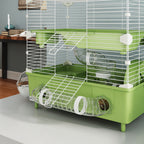 Cage pour hamster à 2 niveaux avec roue de course salle de bain en sable pour hamster nain 44,5 x 28 x 44 cm vert-8