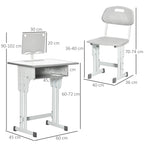 Bureau et chaise pour enfant avec support de lecture casier crochet et porte stylo 60 x 45x 90-102 cm gris-2