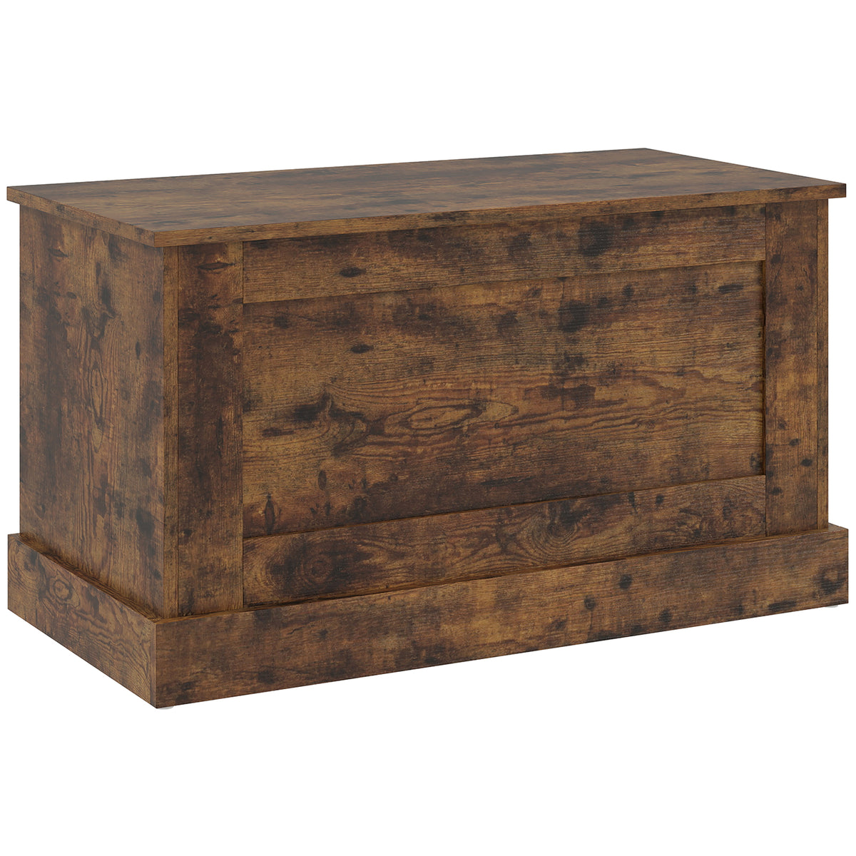 Coffre de rangement, coffre à jouets, avec charnière de sécurité, pour salon, en bois, 80 x 40 x 45 cm, brun rustique-0