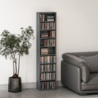 Rangements pour CD et DVD 9 compartiments et 6 étagères réglables capacité max. 260 CD/120 DVD 33 x 24 x 140 cm gris-9