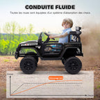 Voiture électrique enfants UTV avec télécommande 2,4G, 2 moteurs 12 V, musique, klaxon, lumières LED, 100x63x65cm, noir-4