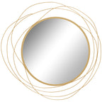Miroir rond en métal filaire doré, décoration style moderne, diamètre Φ65 cm-0
