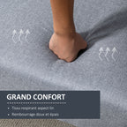 Canapé Convertible 2 Places Design scandinave Dossier inclinable 3 Positions Pieds Bois Tissu Aspect Lin Gris-3