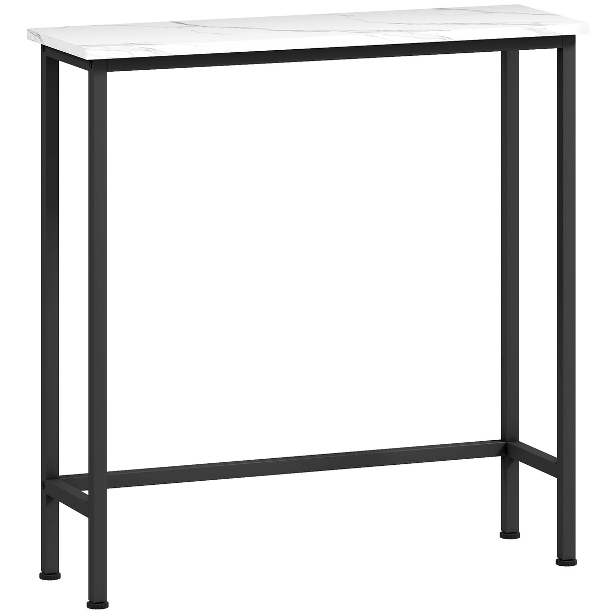 Console meuble 75 cm, table console plateaux en effet marbre, cadre en métal, style moderne blanc et noir-0