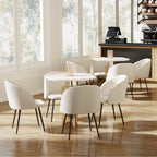 Lot de 2 chaises de salle à manger avec dossier en tissu effet laine boucleé pieds en acier 55 x 62 x 80 cm beige noir-7