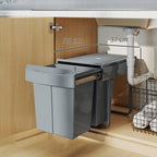Poubelle cuisine, poubelle sous évier coulissante encastrable avec 2 x 20 L compartiments amovibles, 52x33,5x41cm, gris-8