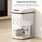 Poubelle de Cuisine Automatique 12 L en Acier Inoxydable, Poubelle à Capteur avec Couvercle, 28 x 22 x 41 cm, Blanc-4
