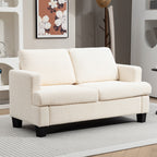Canapé 2 places 120 cm avec coussins de dossier amovibles, tissu chenille pour salon, chambre, bureau, beige-9
