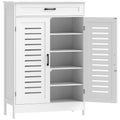 Meuble à chaussures 20 paires, armoire à chaussures avec 2 portes persiennes, tiroir et étagères réglables, blanc-0