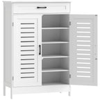 Meuble à chaussures 20 paires, armoire à chaussures avec 2 portes persiennes, tiroir et étagères réglables, blanc-0