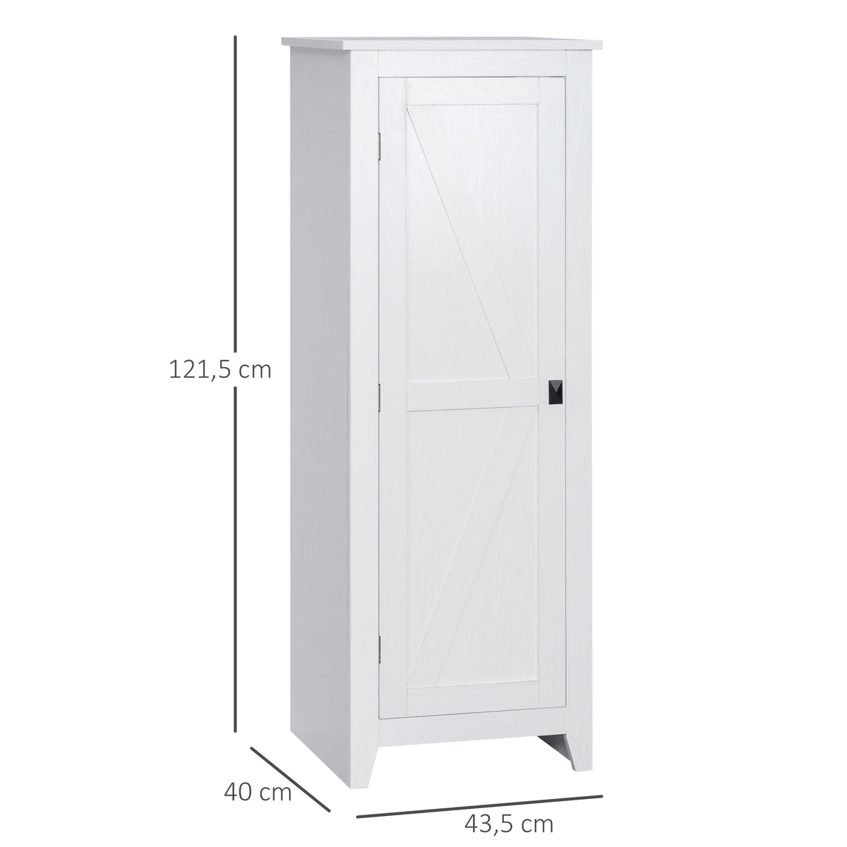 Armoire de Rangement sur Pieds buffet cuisine meuble de rangement pour Salle de bain Gain de Place Style Classique avec 2 étagères réglables- Hauteur 120 cm en Bois Blanc-2