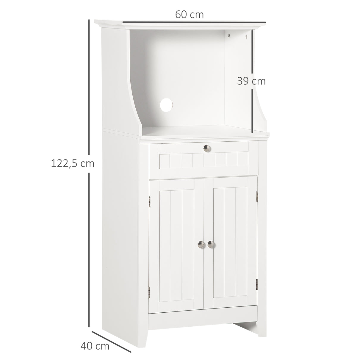 Meuble armoire micro-ondes pour cuisine avec 1 tiroir, 2 Portes 60 x 40 x 122,5 cm - MDF - Blanc-2