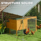 Poulailler, grand poulailler en métal avec couverture imperméable et anti-UV, cage pour 10-15 poules, 3 x 3,4 x 1,9m-4