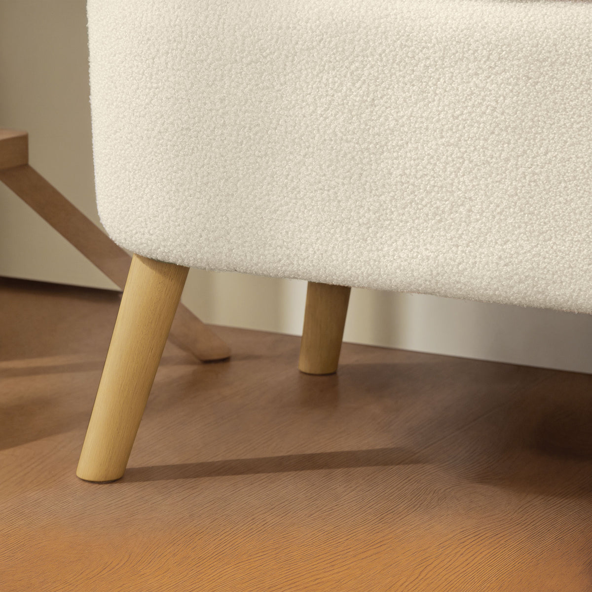 Banc de rangement, bout de lit avec couvercle, pieds en bois, capacité 65 L, jusqu'à 220 kg, 120x42x45cm, beige-8