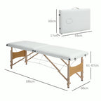 Table de massage pliante, lit de massage 2 zones, hauteur réglable, oreiller facial amovible, 186 x 60 x 61-87 cm, crème-2