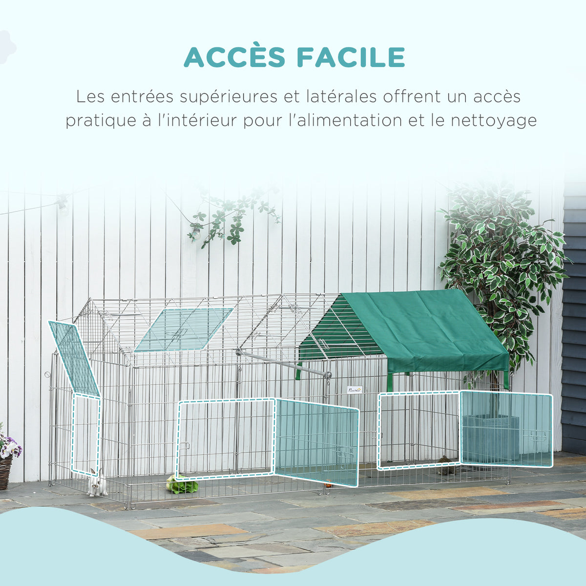 Clôture pour petits animaux cage pour animaux domestiques cadre en métal galvanisé 4 piquets de sol inclus 220 x-4
