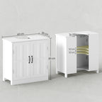 Meuble sous lavabo salle de bain meuble sous vasque avec double porte et étagère réglable, 60x30x60cm, blanc-2
