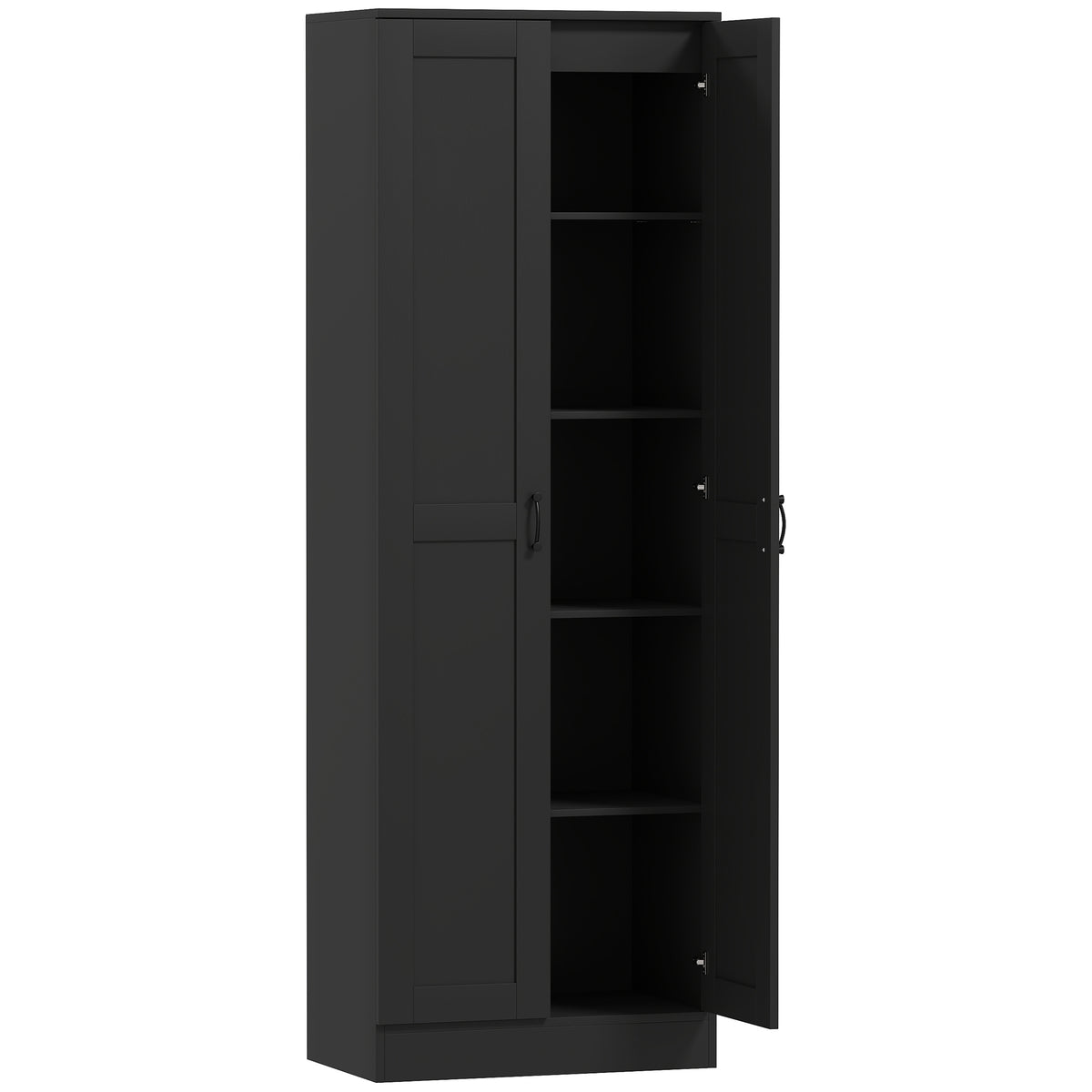 Armoire 2 portes meuble de rangement avec 5 étagères, style contemporain, 60L x 36,5l x 175H noir-0