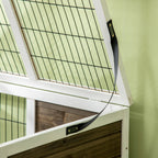 Clapier à lapins cage lapin intérieur, avec bac amovible, 2 portes verrouillables, échelle, 90 x 53 x 87 cm, café-7