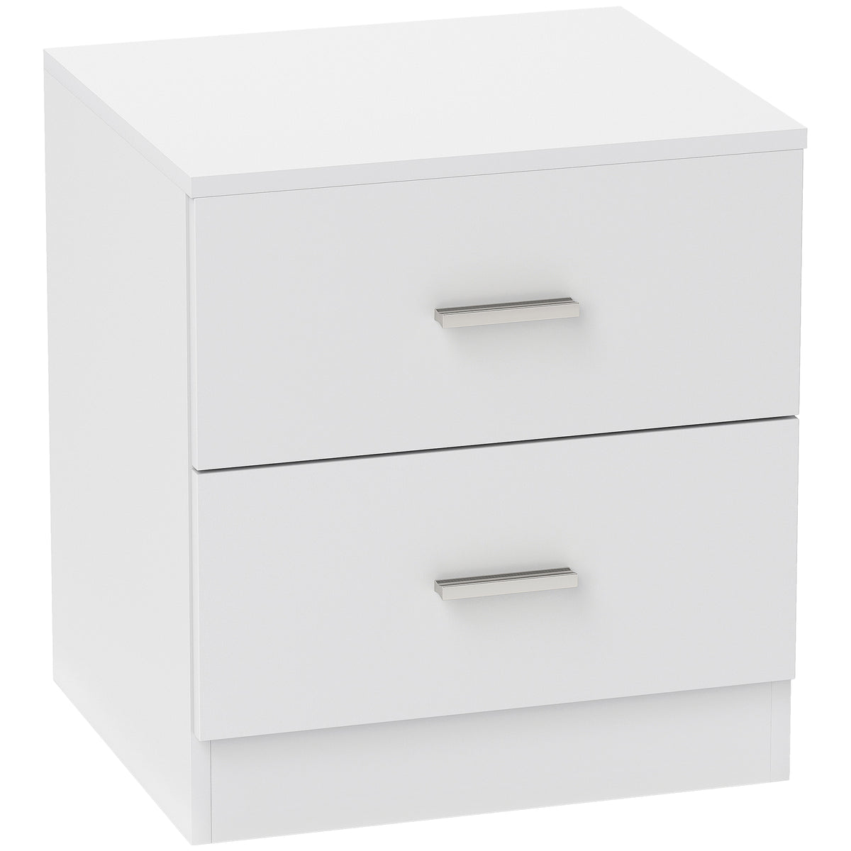 Table de chevet avec 2 tiroirs poignée en alliage d'aluminium style contemporain 45 x 39,5 x 49 cm blanc-0