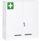 Armoire à pharmacie 6 étagères avec serrure et 2 clés de sécurité, 55x18x60 cm, blanc-0