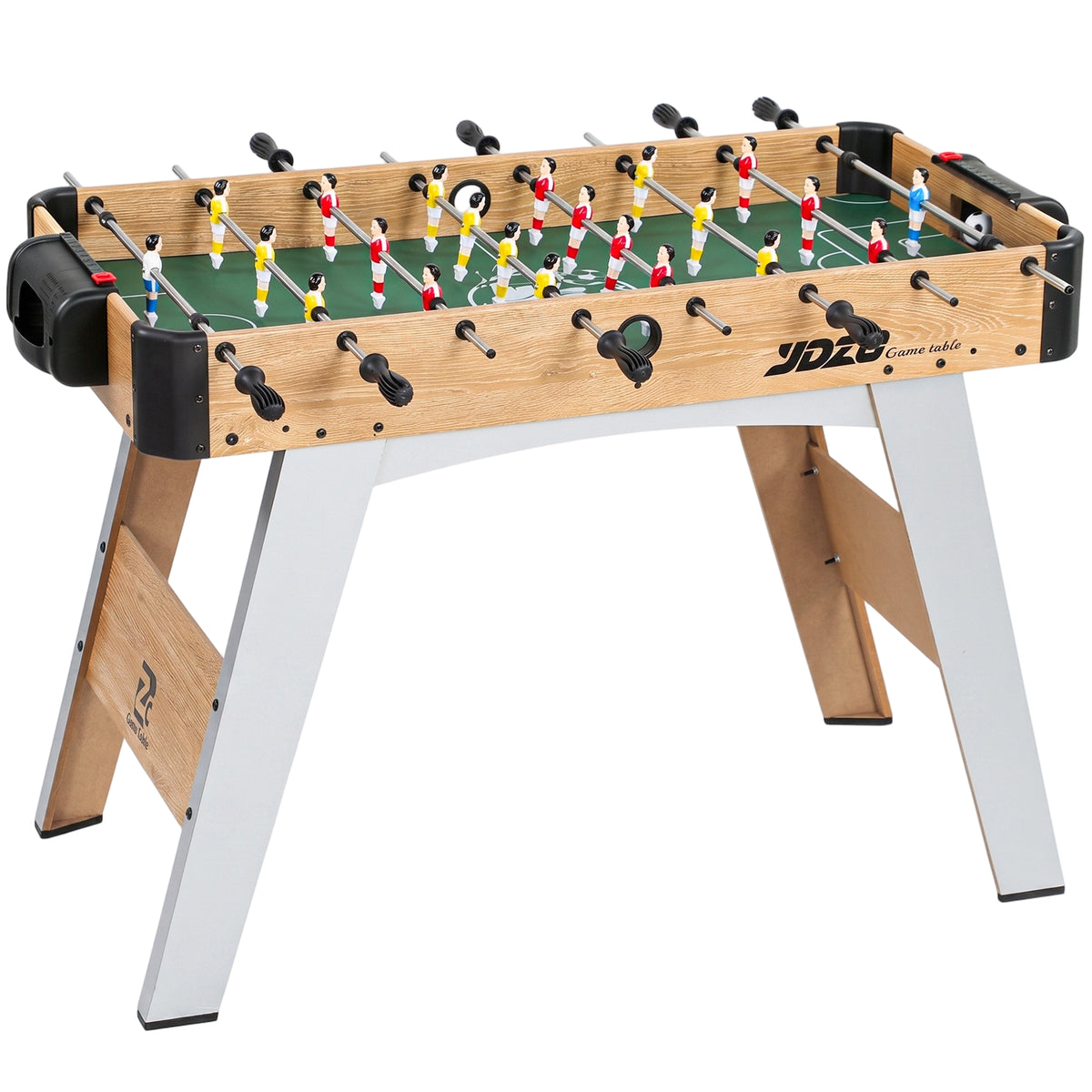 Baby-foot pour Enfants et Adultes, 22 Joueurs, 2 Ballons, 2 Compteurs de Points Manuels, 109 x 77 x 72 cm, Chêne Jaune-0