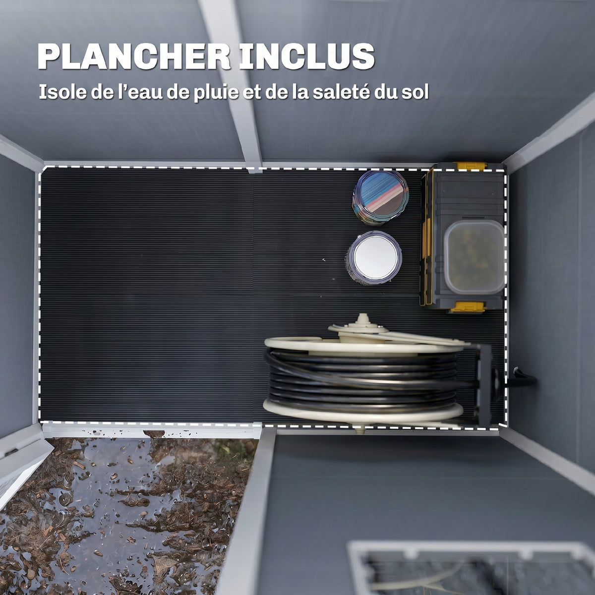 Abri de jardin 1,14 m² pour outils - porte verrouillable, aération et fenêtre - dim. 151L x 92l x 193H cm - plastique, gris-4