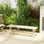 Banc de Jardin en Bois massif, Banquette de Jardin avec Assise à Lattes Effet Bois, 140 x 40 x 43 cm, Bois Naturel-1