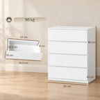 Commode 4 tiroirs meuble de rangement sans poignées design minimaliste 60 x 40 x 80 cm blanc-2
