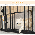 Barrière de sécurité animaux de 104,1H cm avec porte fermeture automatique système de double verrouillage noir-6