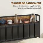 Cadre de lit 140 x 190 cm avec sommier à lattes en métal, lit double rembourré avec 4 tiroirs et étagère, noir-4