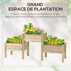 Jardinière sur Pieds carré Potager 2 étages dim. 184L x 45l x 80H cm Inserts d'irrigation Bois Sapin pré-huilé-3