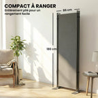 Paravent de Jardin Brise-Vue Extérieur 3 Volets Occultant Pieds en Métal Stable 260x180cm Gris Foncé-5
