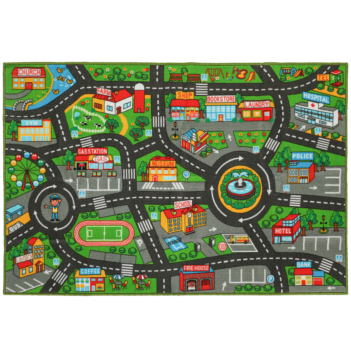 Tapis de jeu pour bébé, tapis de sol antidérapant, motif de route de la ville, 200 x 150 cm, multicolore-0