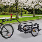 Remorque vélo remorque de transport pour vélo 70 L 155L x 71,5l x 77H cm poignée barre d'attelage universelle pliable acier Charge max. 40 Kg noir-1