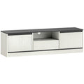 Meuble TV pour Télévision jusqu'à 60" avec 2 Armoires, 1 Étagère Ouverte, 1 Tiroir, Moderne, 140x35x40cm, Noir et Blanc-0
