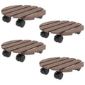 Lot de 4 supports ronds Ø30 cm pour plantes - porte plante à roulettes, intérieur et extérieur-0