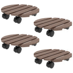 Lot de 4 supports ronds Ø30 cm pour plantes - porte plante à roulettes, intérieur et extérieur-0