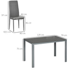 Ensemble table à manger avec 4 chaises, table de cuisine avec chaises en cuir synthétique, 120 x 70 x 75 cm, gris-2