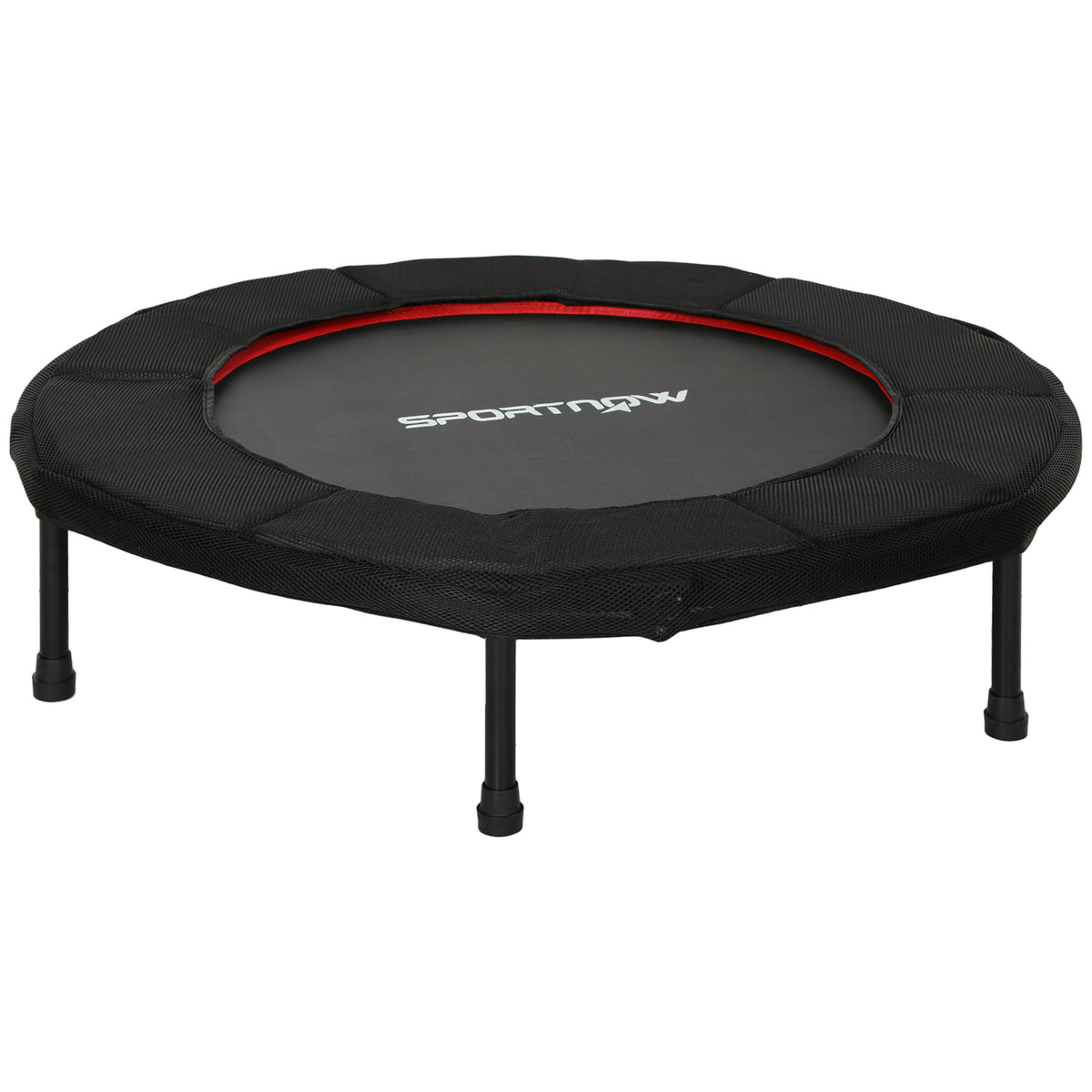 Trampoline de fitness, Ø 102 cm, trampoline d'exercice, pieds antidérapants, cadre en acier, capacité de 100 kg, rouge-0