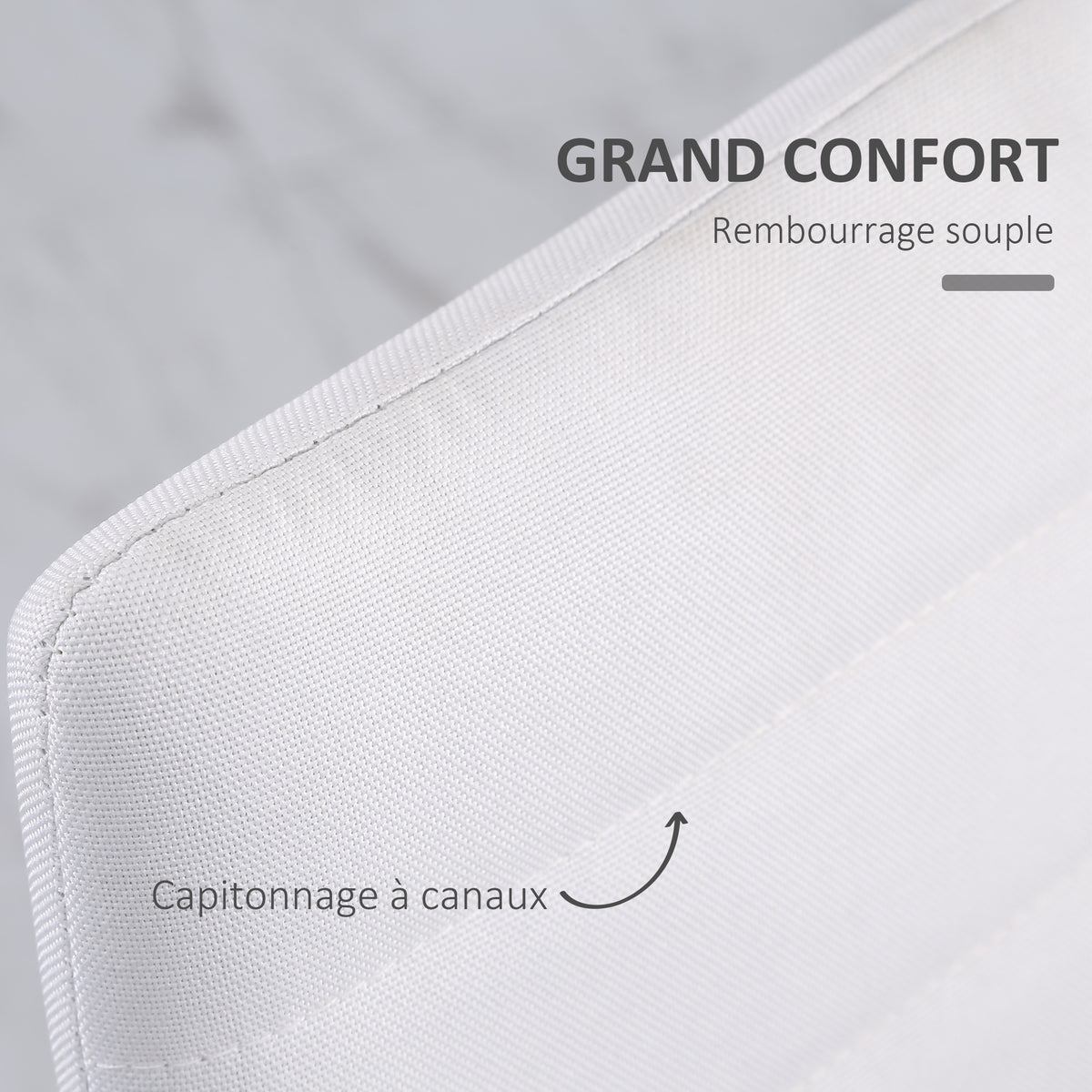 Lot de 4 chaises de salle à manger chaises de cuisine avec dossier haut pieds en métal et tissu en lin 41x50x97cm blanc-4