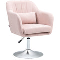 Fauteuil de salon coussins lombaires hauteur réglable pivotant 360° piètement en métal rose-0